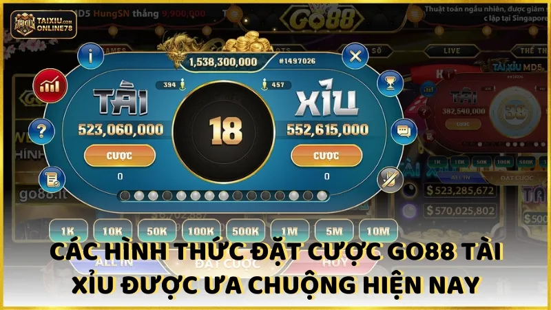 Go88 Tài Xỉu: Khám Phá Cách Kiếm Tiền Hấp Dẫn 4 Các hình thức đặt cược Go88 tài xỉu được ưa chuộng hiện nay